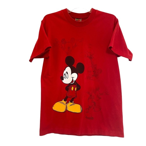 Disney‎ VINTAGE Mickey Mouse Shirt Red Jerry Leigh Single Stitch Tee USA Medium - Picture 1 of 9
